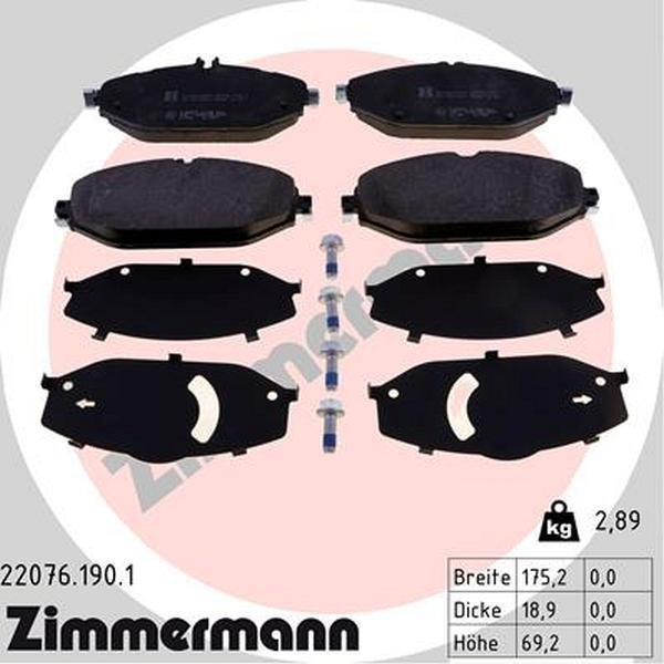 Zimmermann Brake Pad Set, 22076.190.1 22076.190.1
